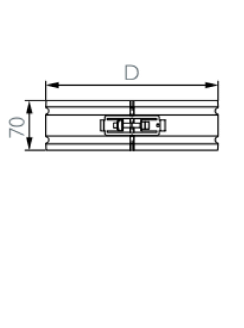 Tegning af låsebånd fra Schiedel Metaloterm til US aftræksrør